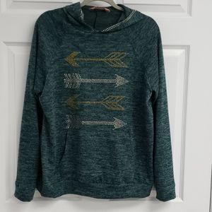 Green hooded long sleeve shirt